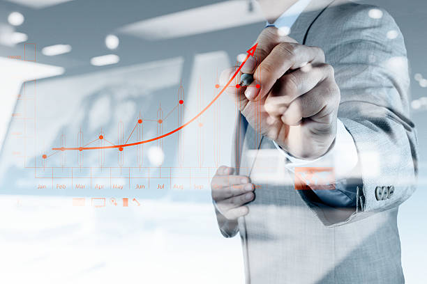 istock businessman hand drawing virtual chart business 494225998