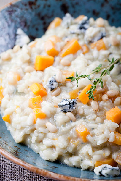 istock Pumpkin, blue cheese risotto in a ceramic plate 494226574