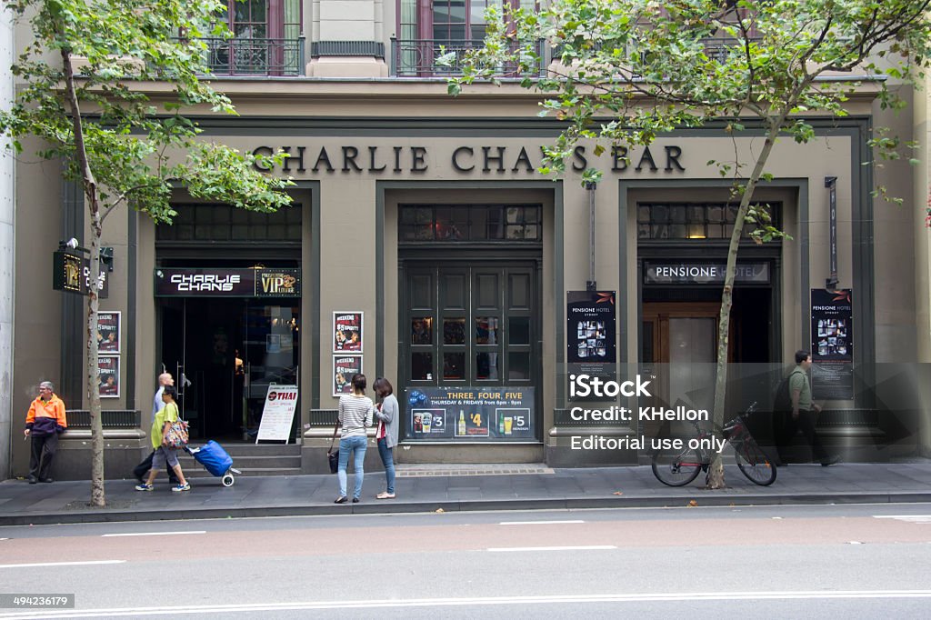 Charlie Chan's Bar on George Street. Sydney, Australia-March 15th 2013: Charlie Chan's Bar on George Street. The bar is named after the fictional Chinese American detective in the the novels by Earl Derr Biggers Earl Stock Photo