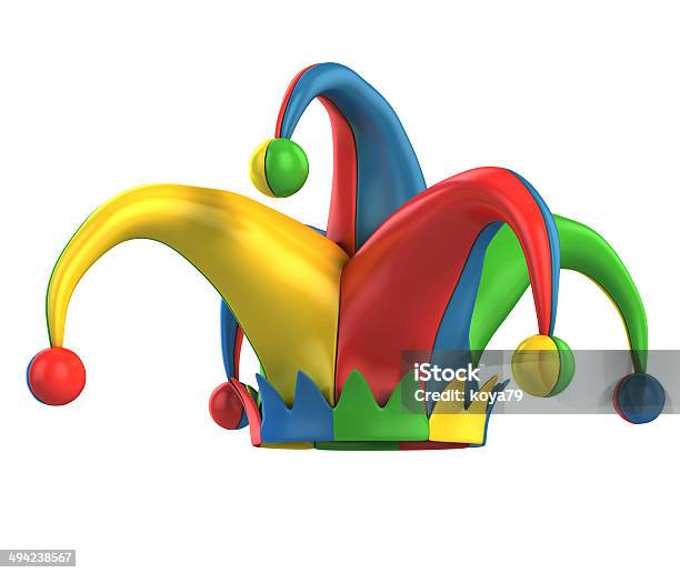 Jester Hat Isolated On White Stock Photo - Download Image Now - Hat, Clown, Jester