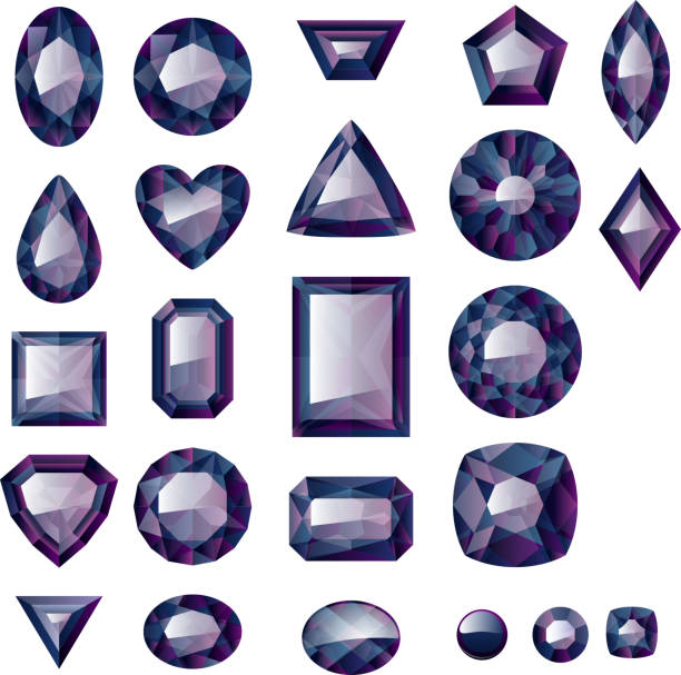 istock Set of realistic black jewels. Colorful gemstones. 494240323