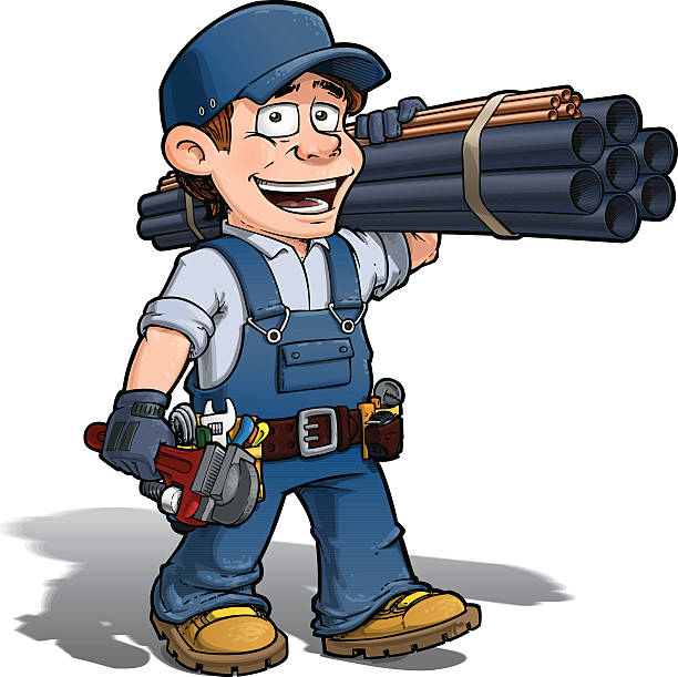 ilustraciones, imágenes clip art, dibujos animados e iconos de stock de manitas de fontanero azul - maintenance engineer home improvement men manual worker