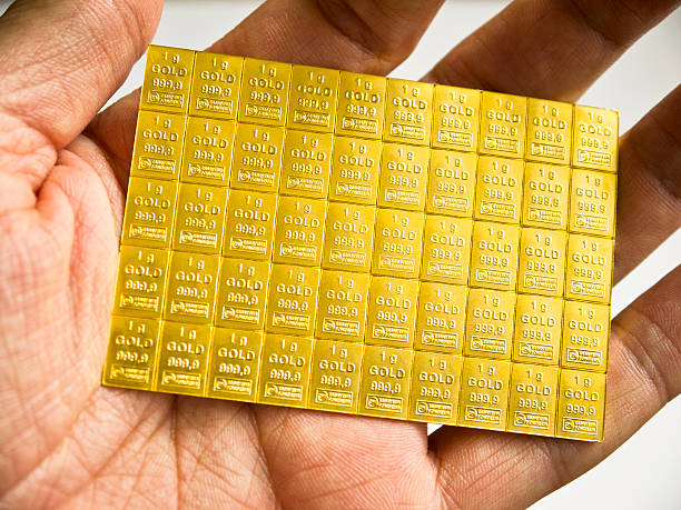 50g gold table stock photo