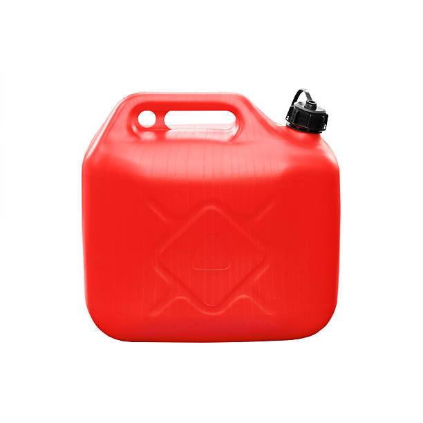 Red plastic jerrycan isolated on white Red plastic jerrycan isolated on white background gasoline container stock pictures, royalty-free photos & images