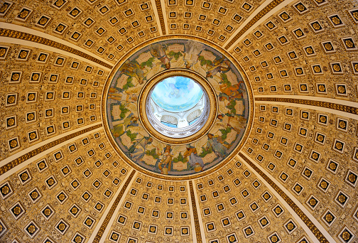 Looking straight up at the Ceiling in the Library of Congress, Waashington DC