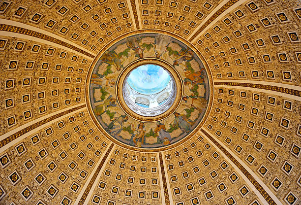 Library of Congress Ceiling Looking straight up at the Ceiling in the Library of Congress, Waashington DC library of congress stock pictures, royalty-free photos & images