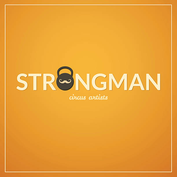 ilustrações, clipart, desenhos animados e ícones de logotipo strongman, circo tipografia design, ilustração em vetor - circus strongman men muscular build