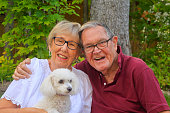 Happy Senior Couple with their Dog