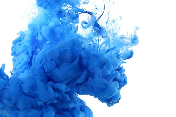 acrílica cores em água. - blue ink imagens e fotografias de stock