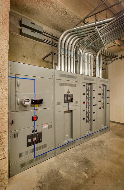 istock Electrical Room with Breaker Panel and Service Entrance 494254180