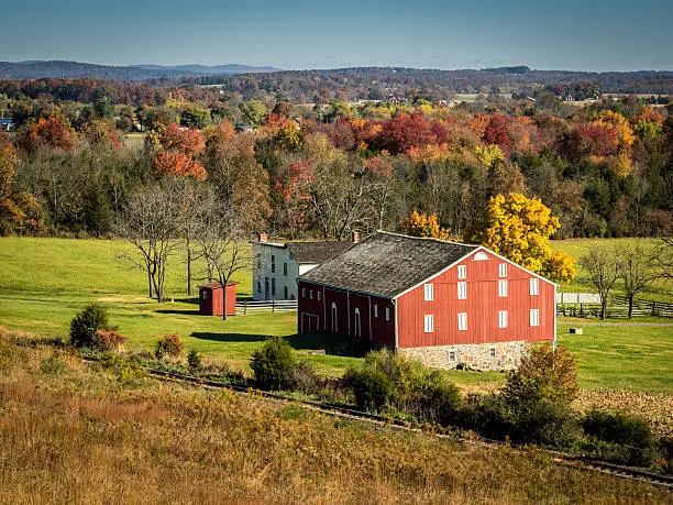 beautiful, colorful setting for Gettysburg farm in autumn