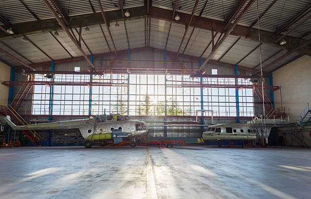 Large modern storehouse with window at wall