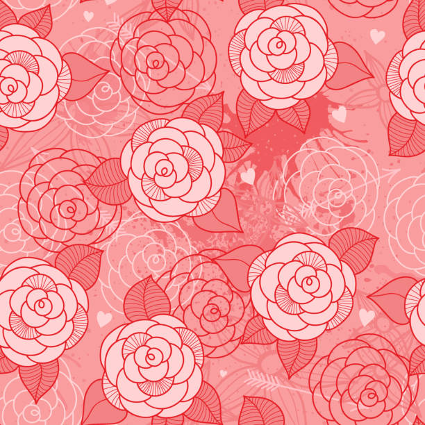 illustrations, cliparts, dessins animés et icônes de motif sans couture avec les roses. - ornate swirl heart shape beautiful