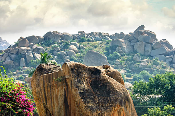 istock Landscape with big stones - unique mountain formation. Hampi, India 494258256