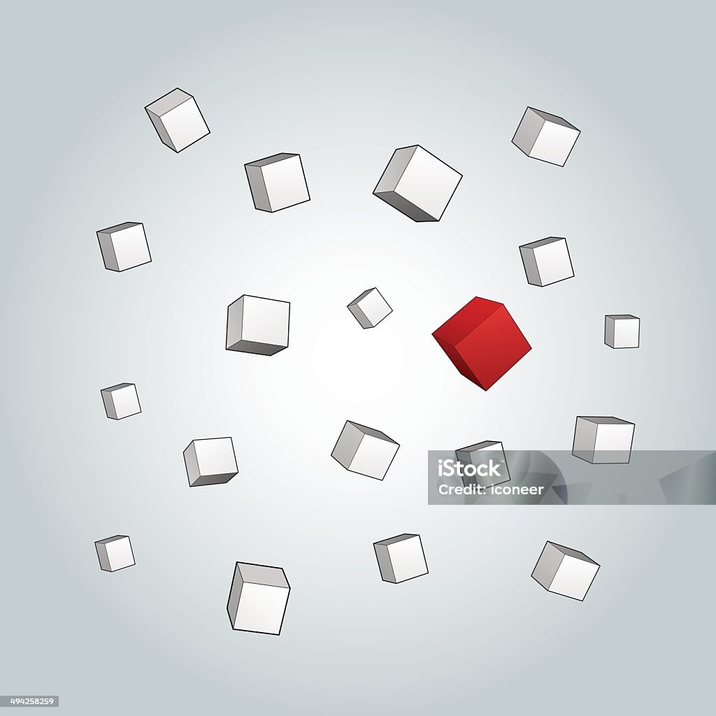 Würfel Hintergrund mit roten einzelnen cube - Lizenzfrei Abstrakt Vektorgrafik