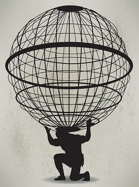 Vector illustration of Atlas - Weight of World