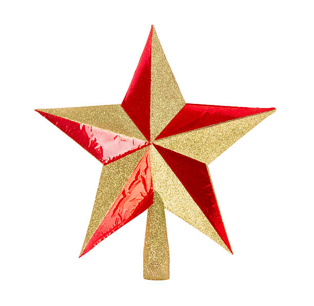 istock Golden glittering Christmas star on isolated  white background 494259385