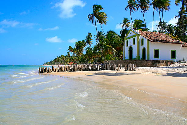 istock Beach, palm trees & Chapel in Northeastern Brazil, Pernambuco, Nordeste 494259519