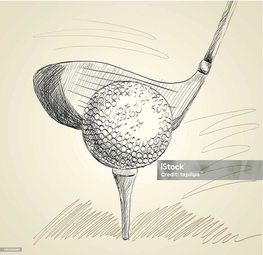 golf ball sketch of a golf ball. Hand drawn illustration Golf stock vector