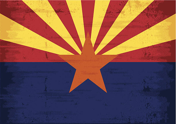 illustrations, cliparts, dessins animés et icônes de drapeau de grunge de l'arizona - rust free