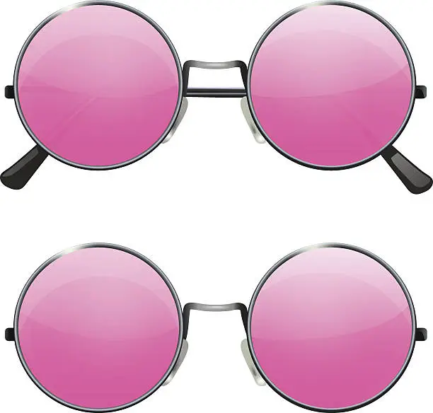 Vector illustration of round pink lens glasses