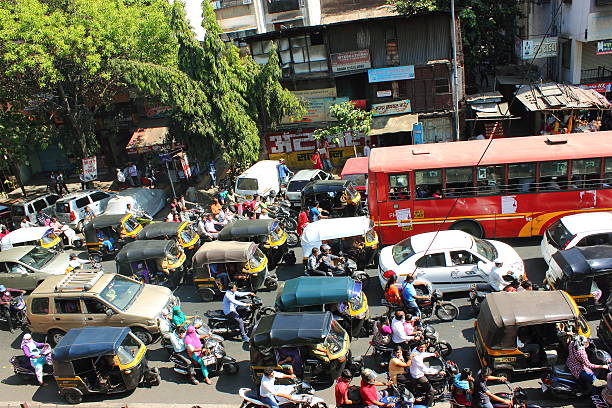 City traffic in India stock photo