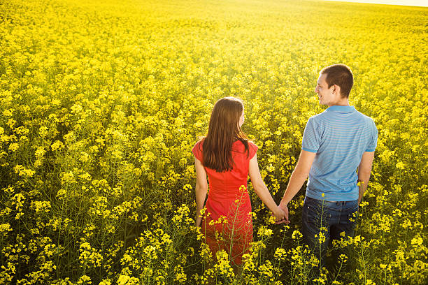 Couple in love in field
