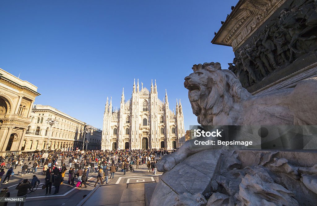 Milan Vittorio Emanuele II monument in Piazza Duomo, Milan Animal Stock Photo