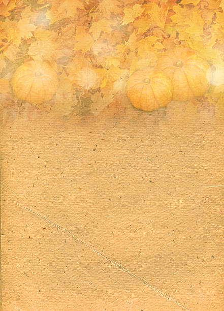 istock Stylized paper backdrop with pumpkins in autumn leaves 494279050