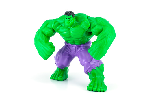 Bangkok,Thailand - May 8 ,2014: The Hulk toy character from the Hulk and avenger movie. There are plastic toy sold as part of the McDonald's Happy meals.