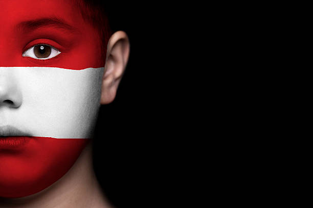 istock Human face painted with flag of Austria 494279219