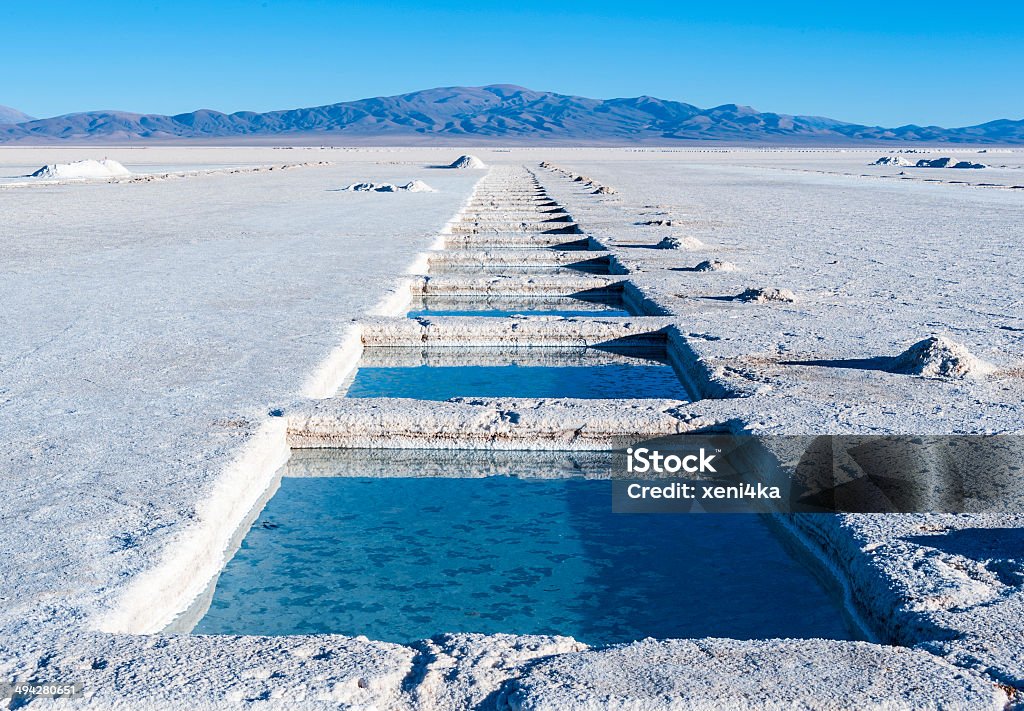 Salinas Grandes, Andes, Argentina Salinas Grandes, Andes, Argentina – is a salt desert in the Jujuy Province. More significantly, Bolivas Salar de Uyuni is also located in the same region Lithium Stock Photo