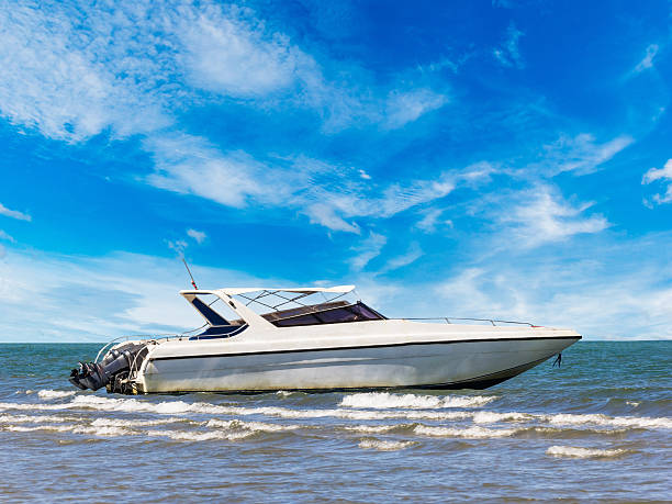 istock Motorboat at beauty beach 494281083