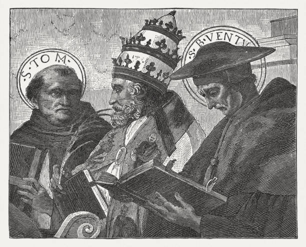 ilustraciones, imágenes clip art, dibujos animados e iconos de stock de disputation (1509/10, detalles) por raphael, vaticano - santo tomas de aquino