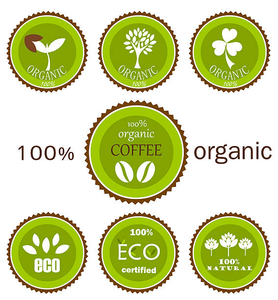 eko organiczny etykiety - design element circle computer graphic coffee stock illustrations