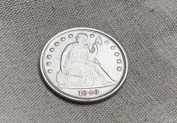 istock Old silver coin of rhe USA 494284514