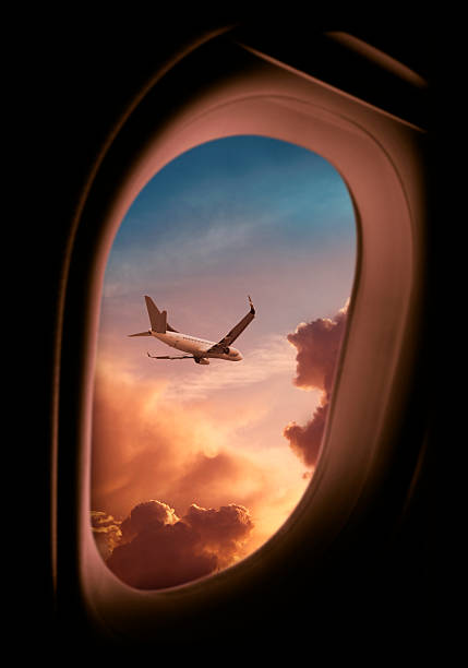 Jet airplane seen from aircraft window