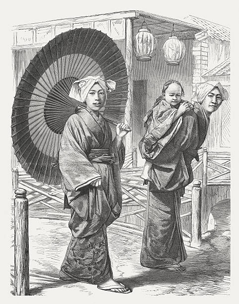 Japanese Women In 19th Century Published In 1871 Stock