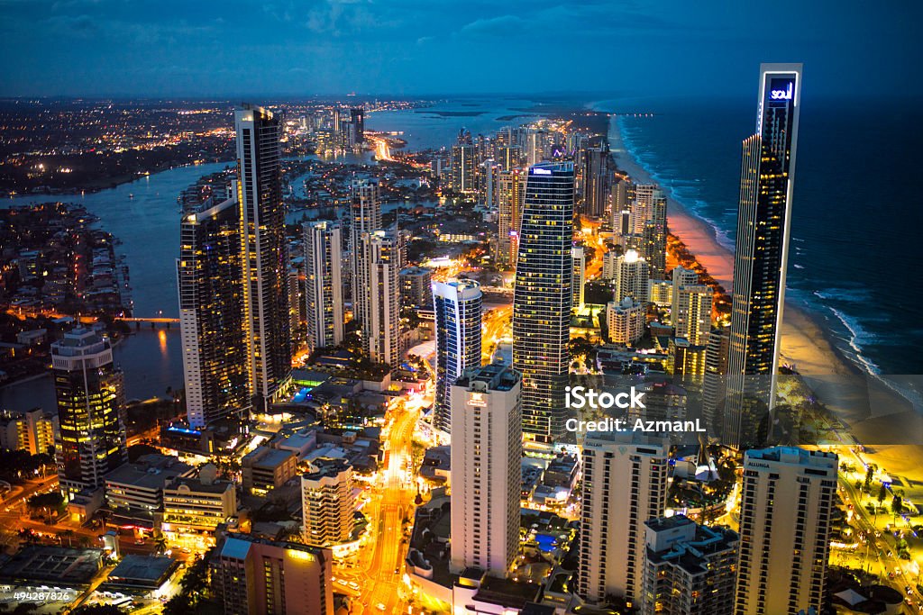 Gold Coast City at Night Gold Coast - Queensland Stock Photo