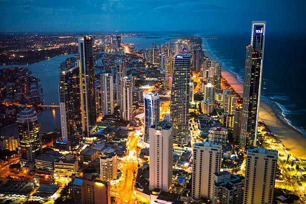 Gold Coast City at Night Gold Coast City at Night queensland photos stock pictures, royalty-free photos & images
