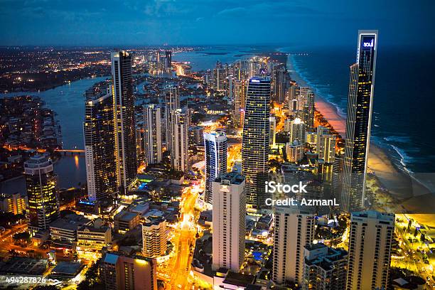 Gold Coast City At Night Stock Photo - Download Image Now - Gold Coast - Queensland, Australia, Night