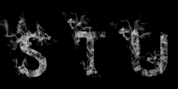 Font smoke. Letters S T U