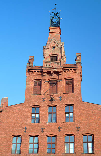 istock Red brick facade of the building 494288756