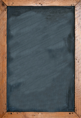 Blank chalkboard with brown wooben frame. Empty space for insertion and to add text.
