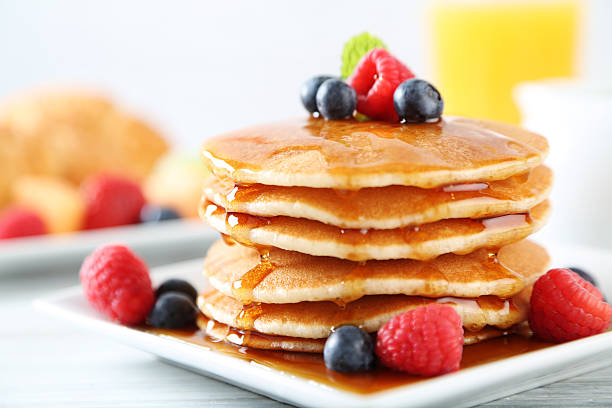 le petit déjeuner - pancake photos et images de collection