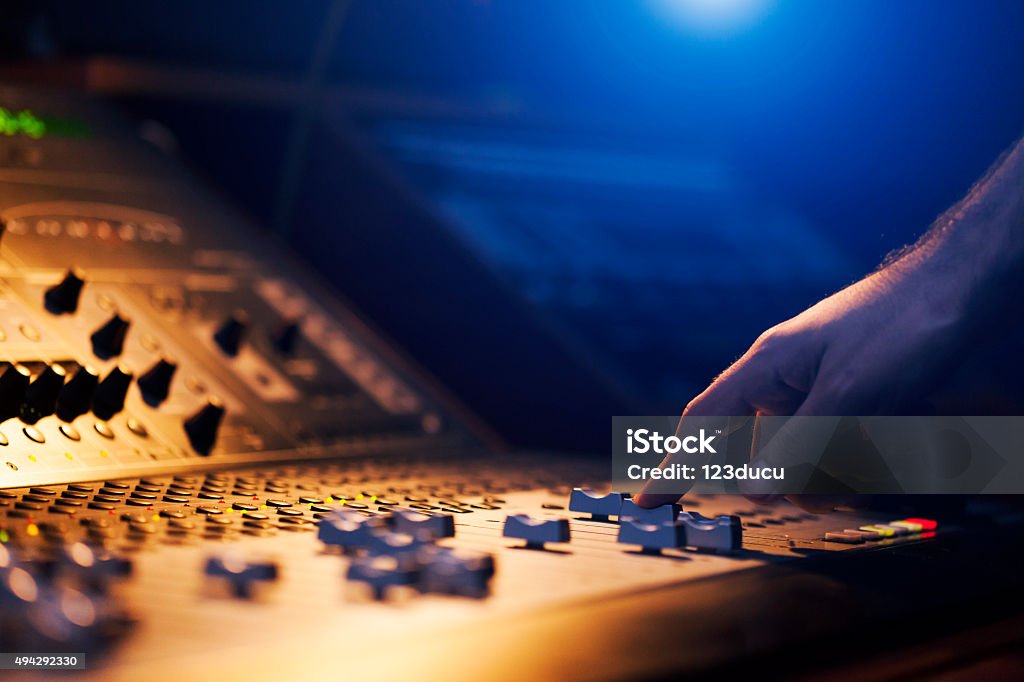 Sound Engineer Hand Sound Board Noise Stock Photo