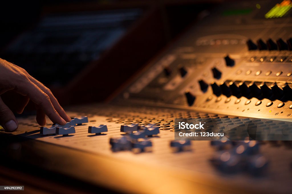 Sound Board Macro Close-up sound Mixer Music Stock Photo