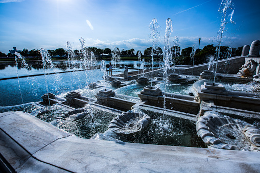 Belvedere palace building with fountains in Vienna, Austria