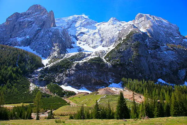 South Tirol paradise: Italian alpine Marmolada group, Queen of Dolomites.