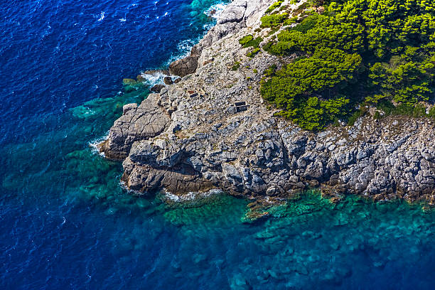 Island Lopud at Elaphites near Dubrovnik Reef on Elaphites island Lopud - Dubrovnik archipelago. dubrovnik lopud stock pictures, royalty-free photos & images